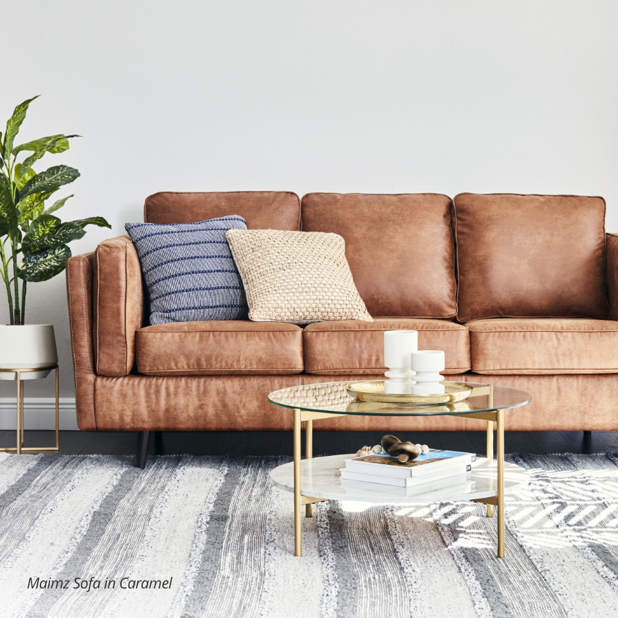 caramel color sofa