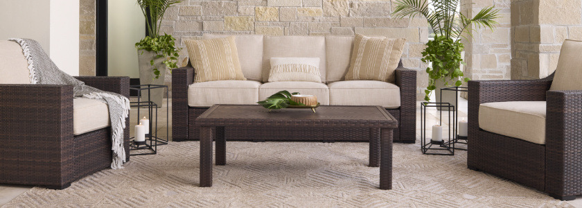 outdoor sofa and outdoor table