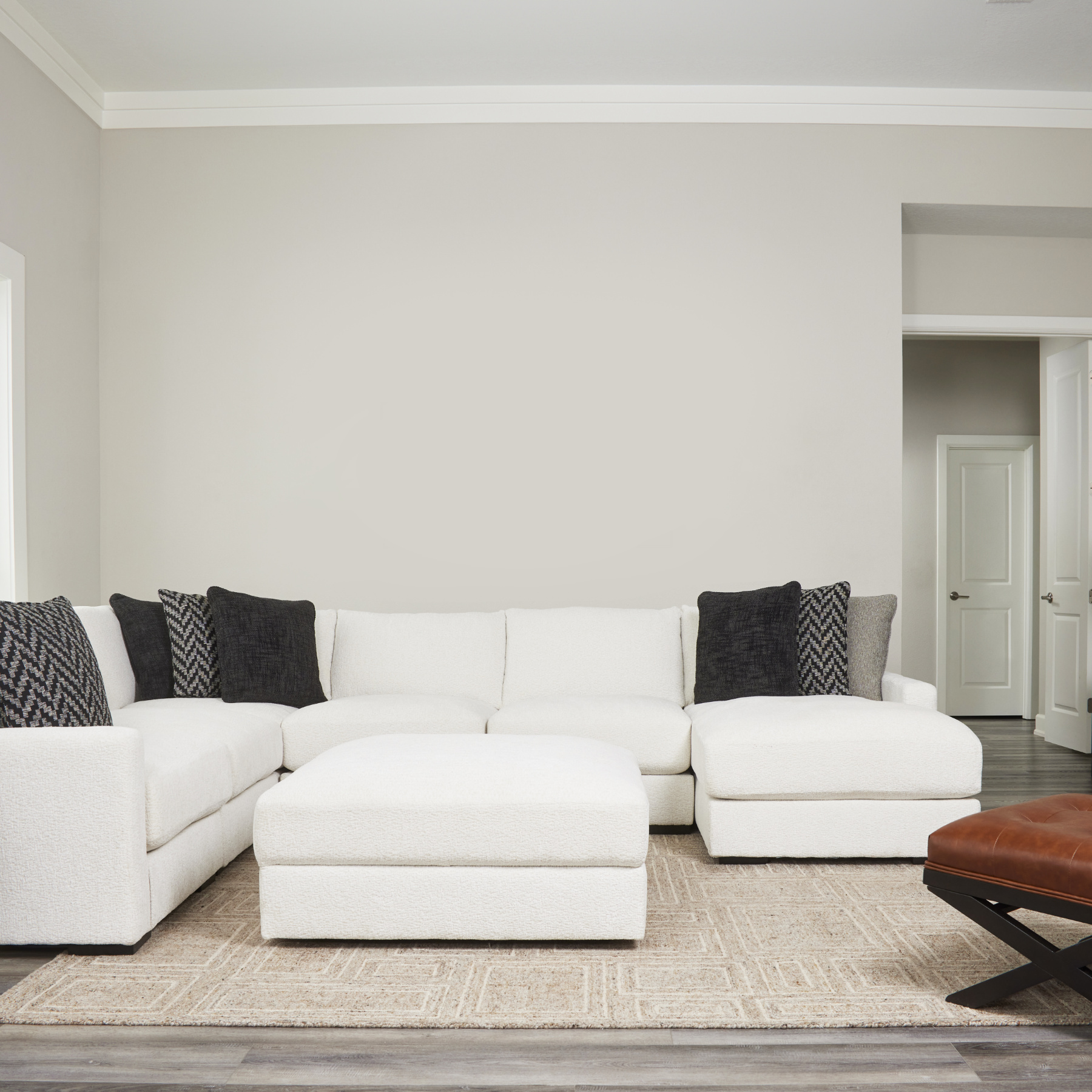 white sectional in a living room