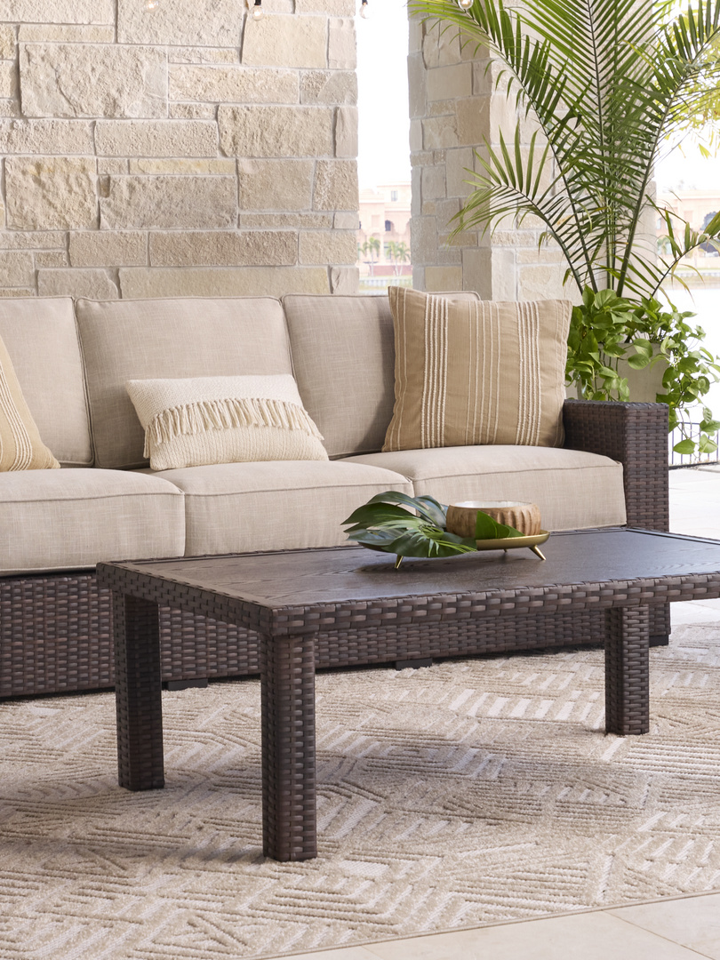 outdoor sofa and coffee table
