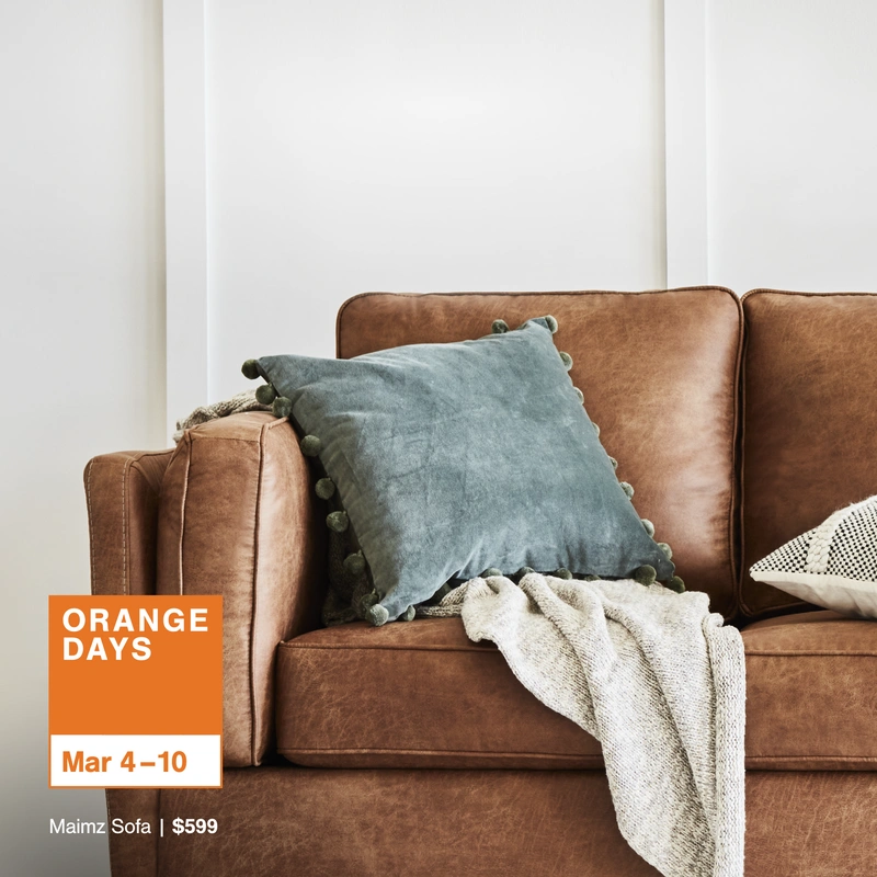 Brown Sofa with Pillows and blanket