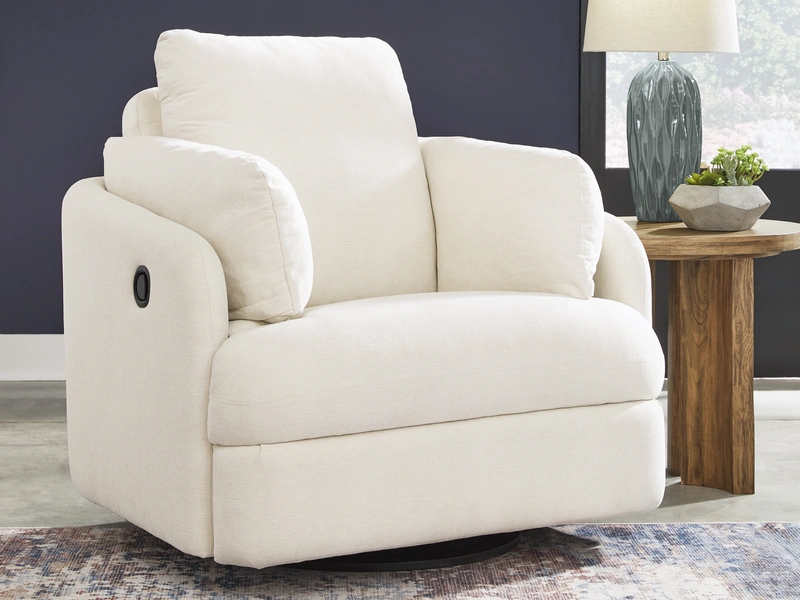 cream colored cushioned recliner