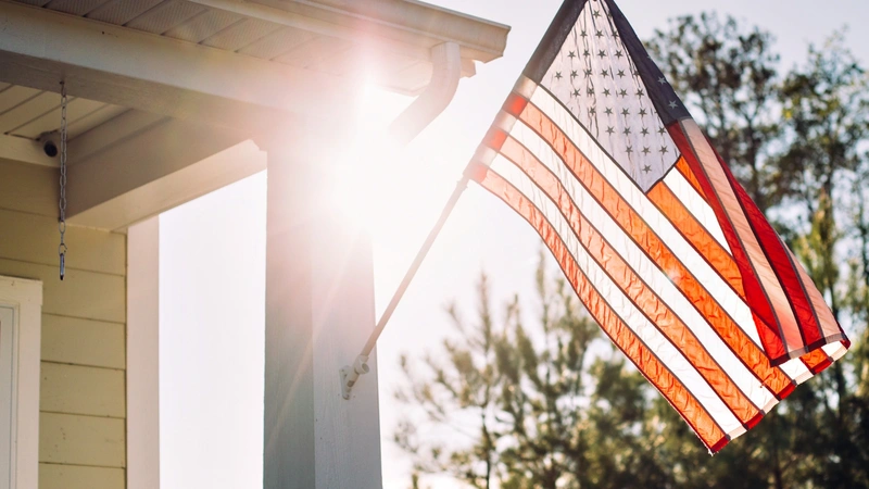 American Flag in the sun