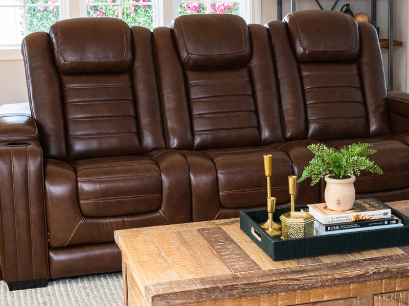 brown leather recliner