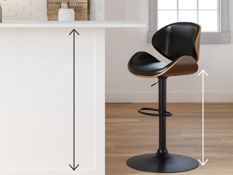 adjustable height bar stool next to counter