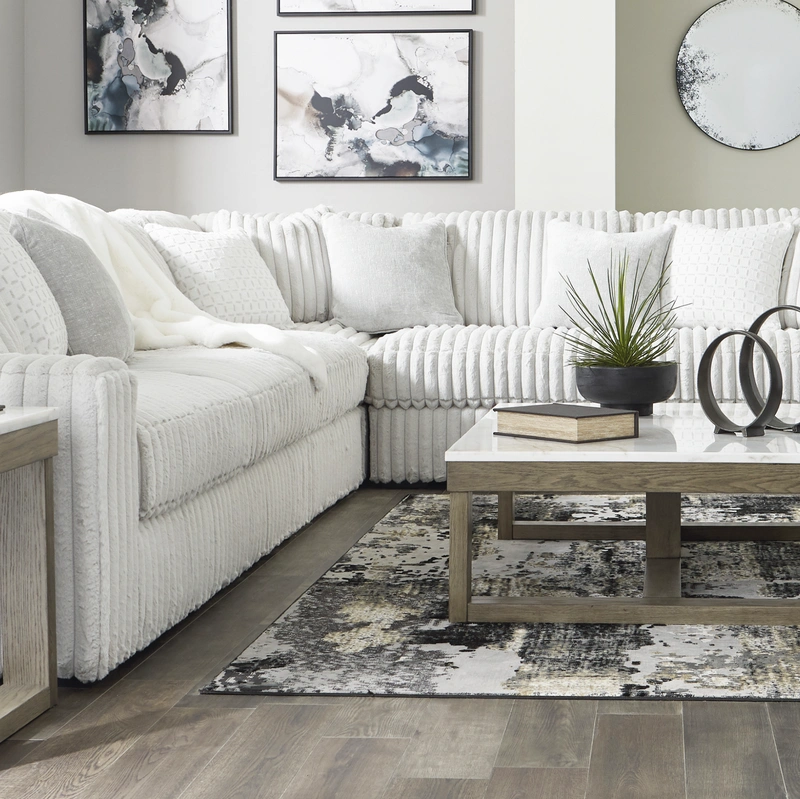 white sectional in a living room