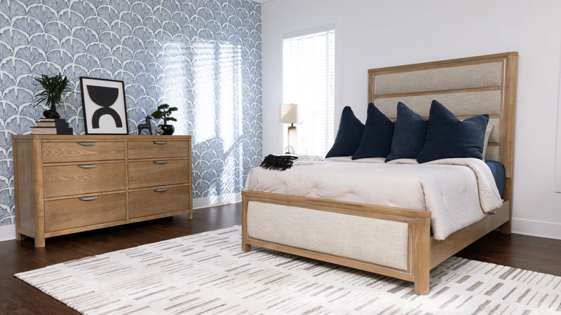 bedroom set with bed and dresser
